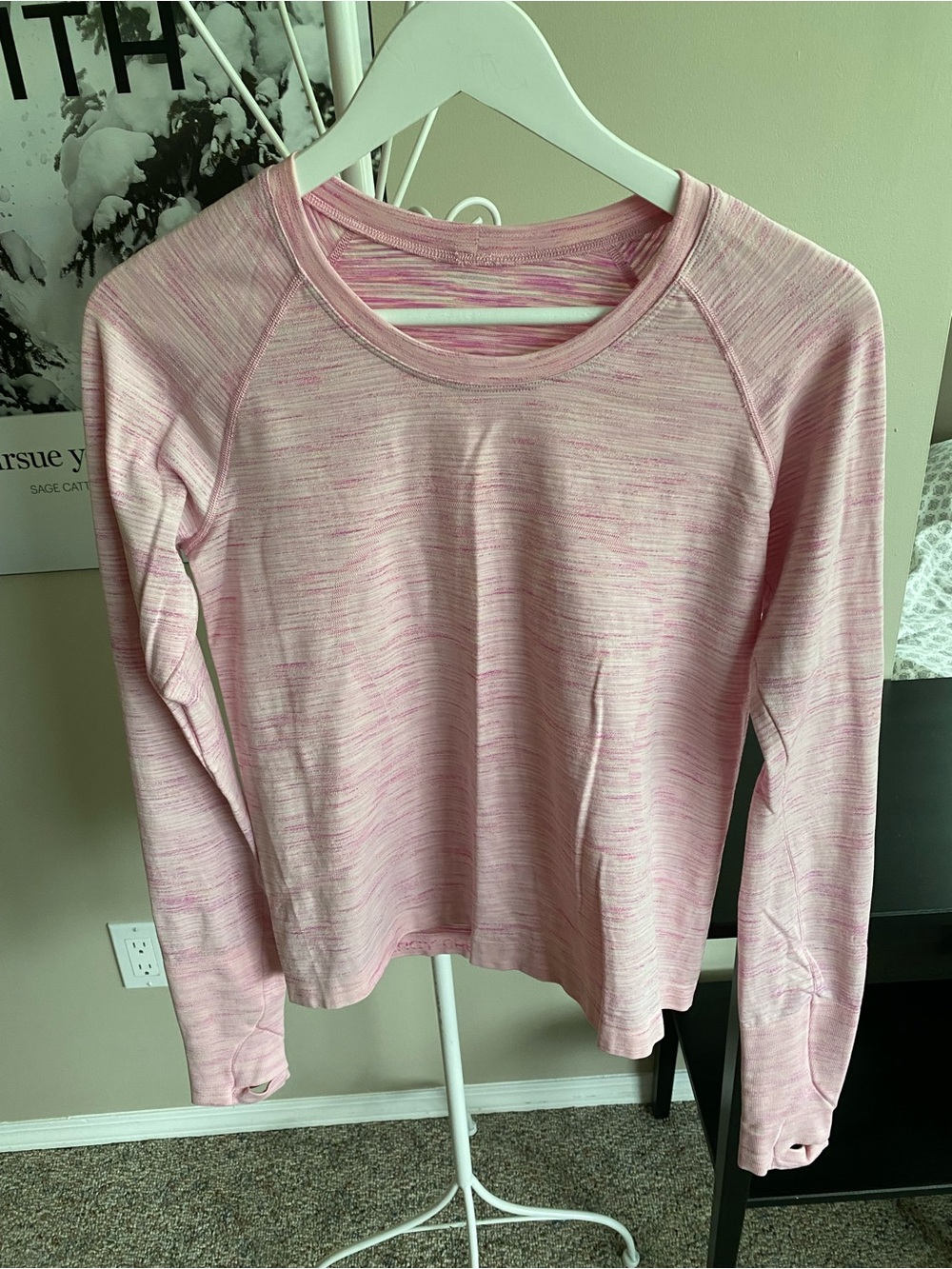 lululemon athletica Heathered Light Pink Long-Sleeve Crew
